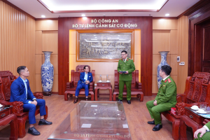 Đại diện lãnh đạo Bộ Tư lệnh Cảnh sát Cơ động phát biểu tại chương trình phối hợp triển khai các hoạt động cộng đồng năm 2026